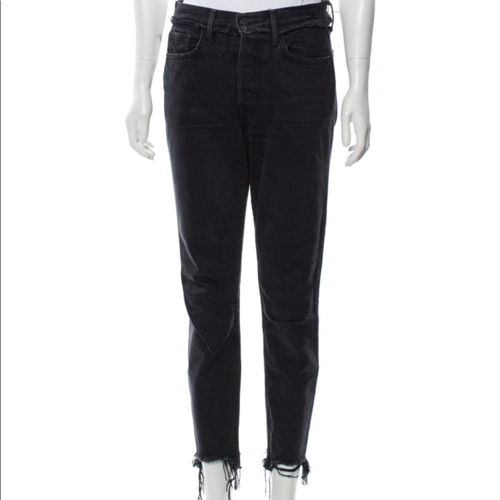 Grlfrnd Karolina Black Raw Step Hem Jeans